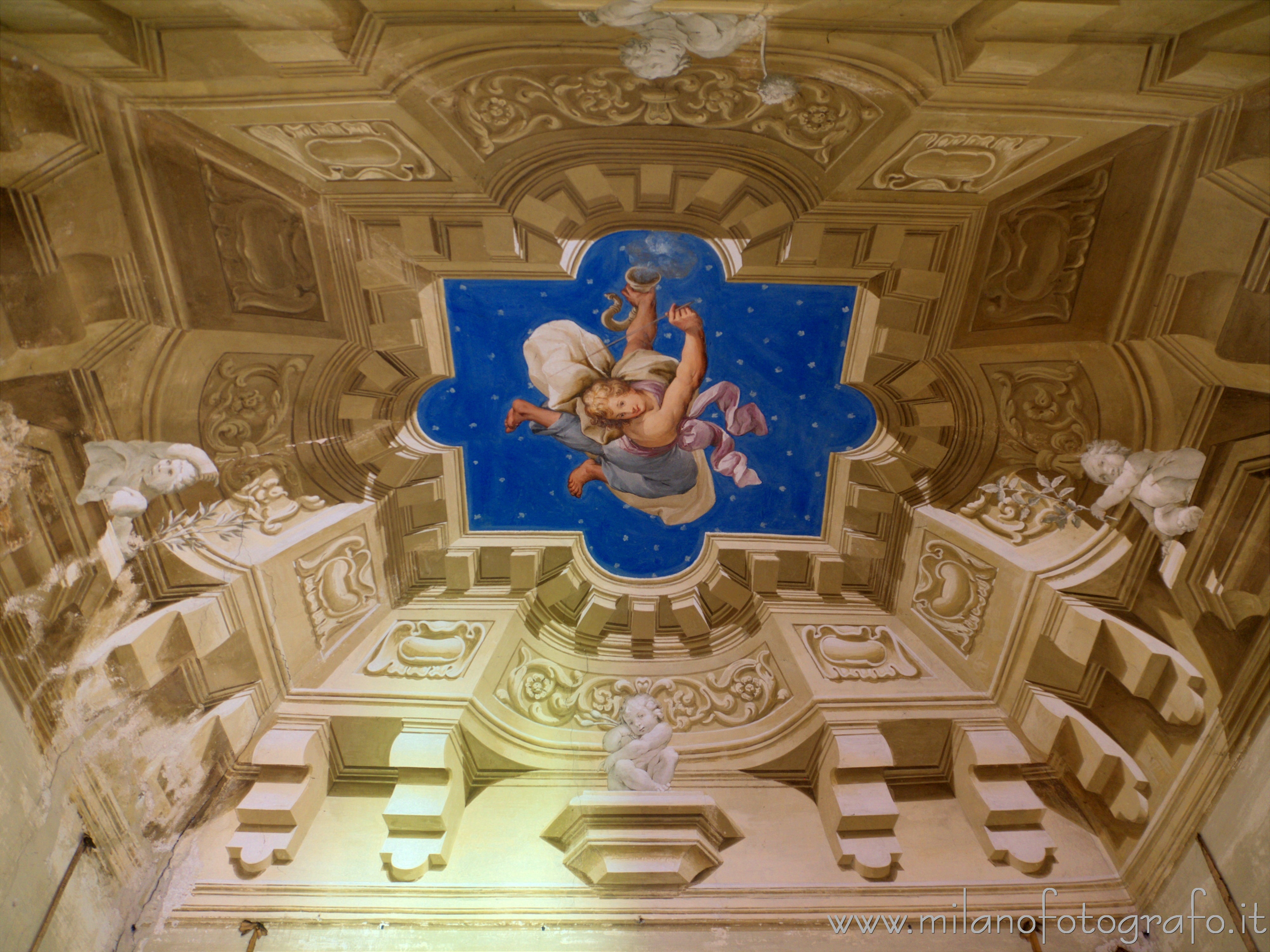 Bollate (Milan, Italy) - Trompe-l'oeil sky on the ceiling of one of the rooms of Villa Arconati